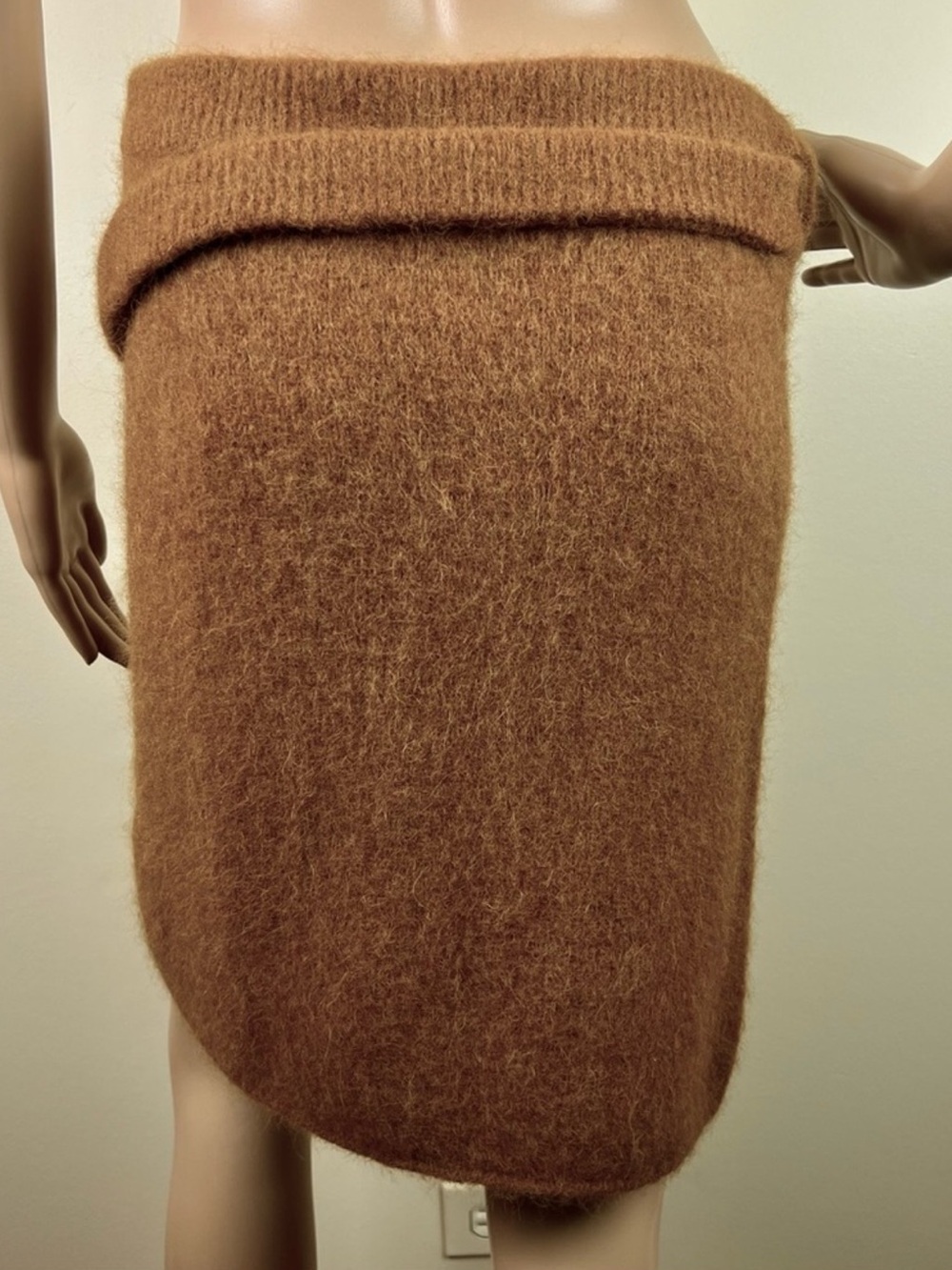 HELMUT LANG REVOLVE BROWN KNIT MINI SKIRT - Picture 7 of 8